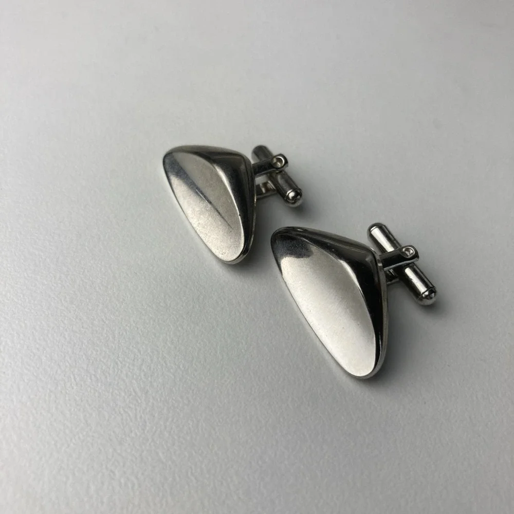 Vintage Antique Abstract‎ Triangle Metal Cufflinks